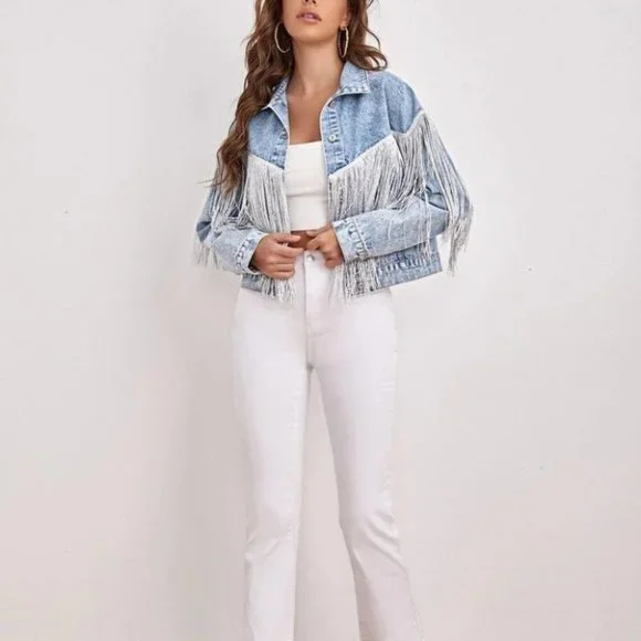 Sexy Fringe Trim Denim Jacket - Picture 10 of 11